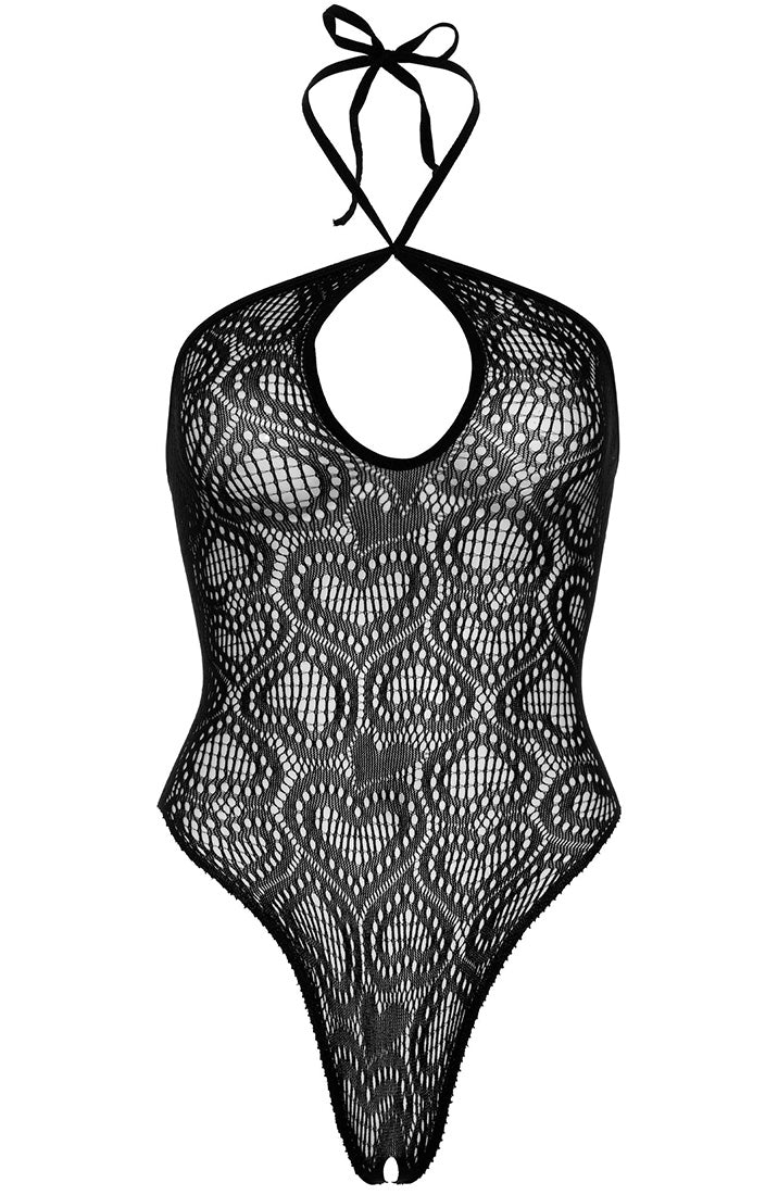 Black heart halter bodysuit