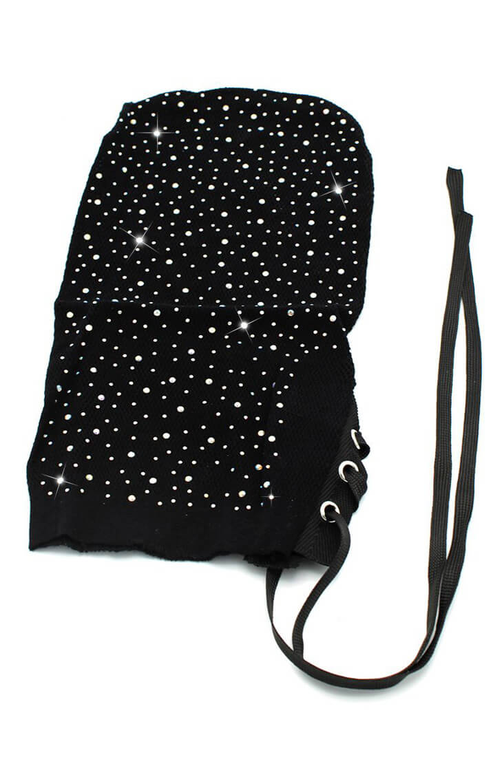 Shimmering black net hood for fetish parties and bondage play