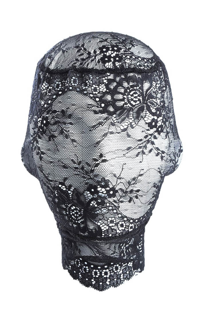 Erotic lace hood mask for BDSM and roleplay sessions