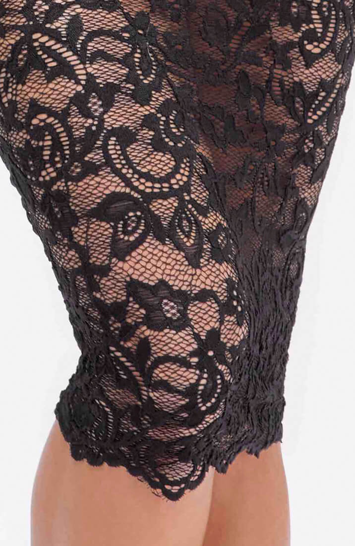 Sheer black lace pencil skirt