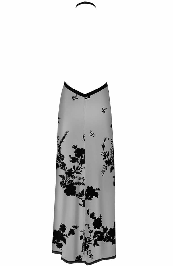 Long sheer black waterfall dress