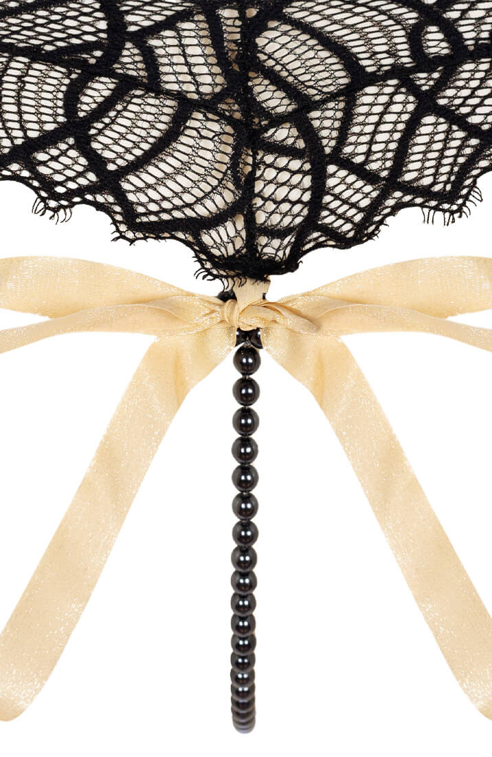 COAX Copenhagen luxury black G-string with Manacor pearls for intimate pleasure and style