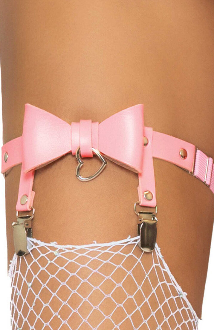 Pink faux leather thigh high garter