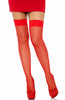Red fishnet thigh highs