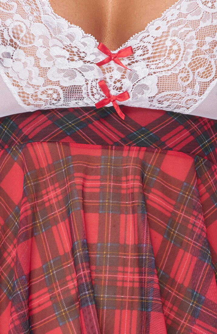 Sexy red checkered school girl costume