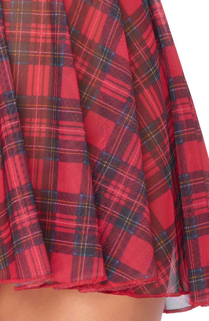 Sexy red checkered school girl costume