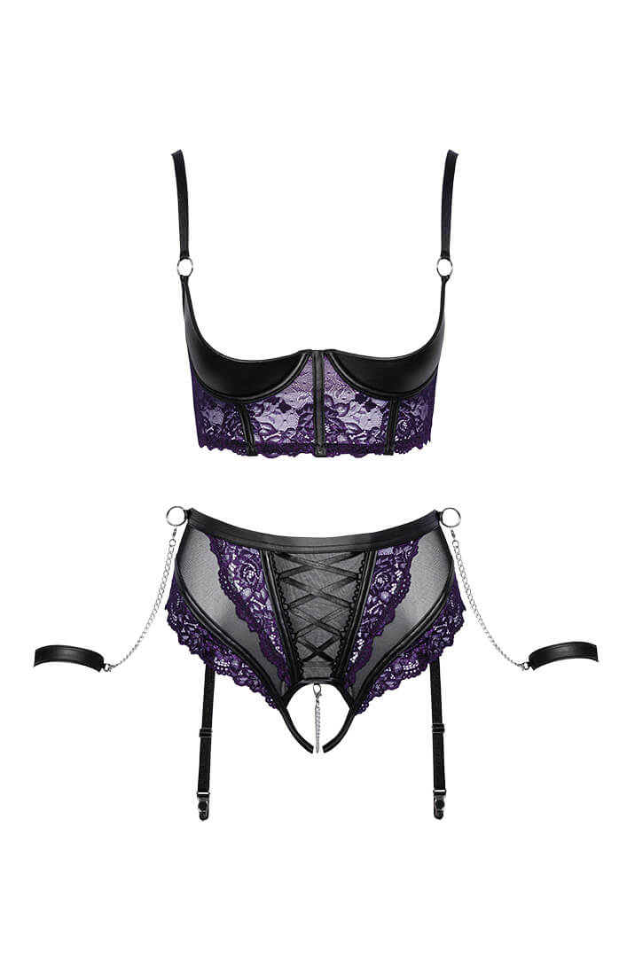Shelf bra, garter belt & panty
