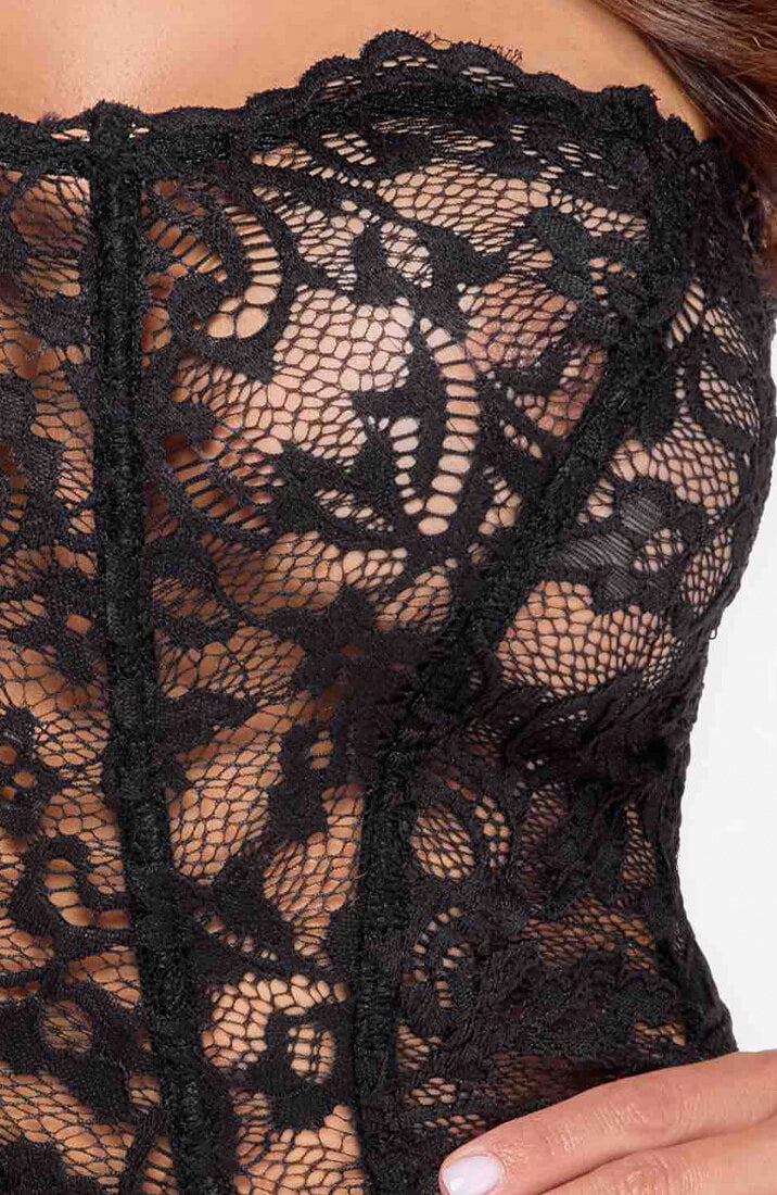 Wet look X Lace bodycon dress