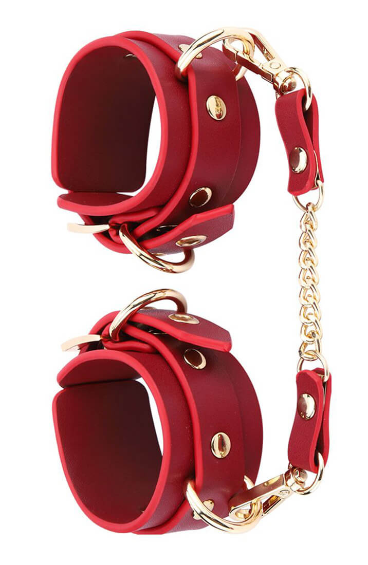 BDSM Deluxe 5 Item Kit - Red - cuffs