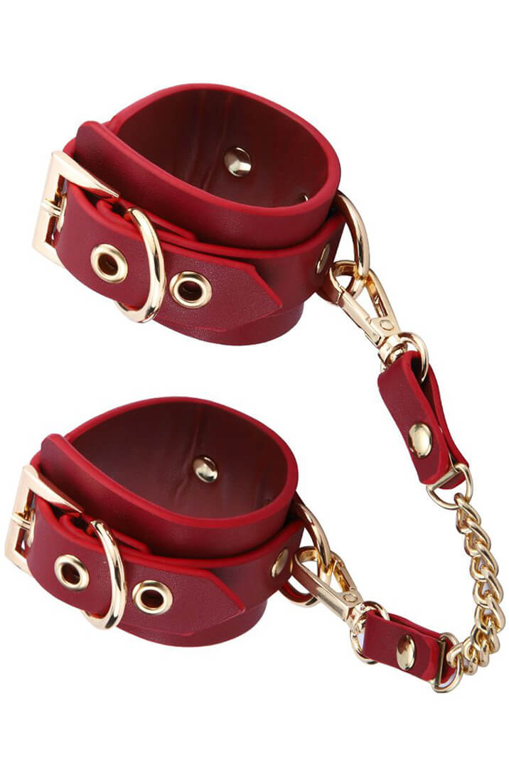 BDSM Deluxe 5 Item Kit - Red - cuffs
