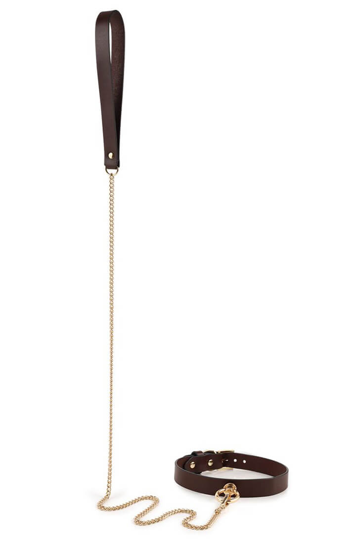 Vegan PU-leather bondage set in chocolate brown