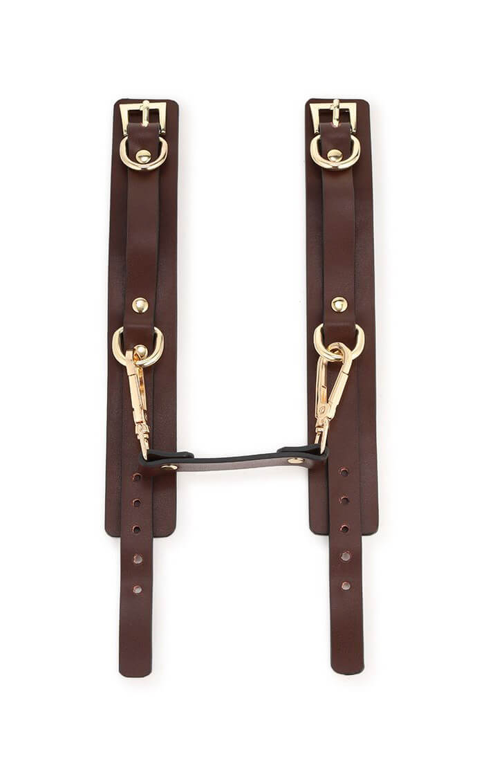 Stylish BDSM kit in soft-touch brown PU-leather
