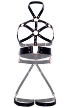 Load image into Gallery viewer, Erotic faux leather body harness lingerie with back handle
