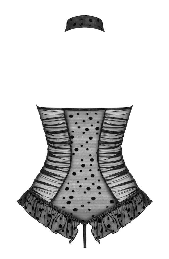 Black bodysuit lingerie with lace-up