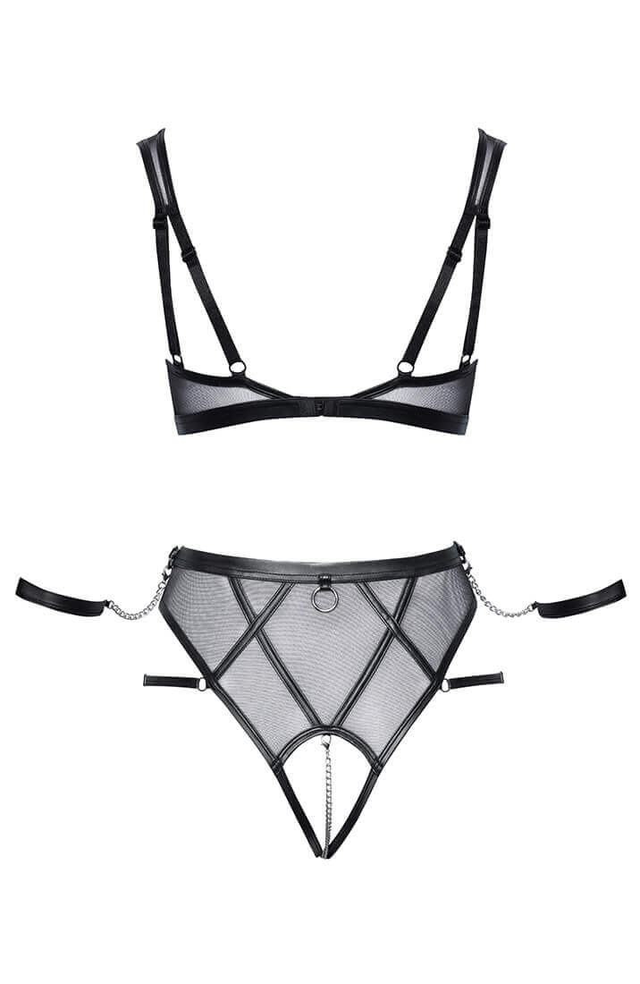 Black bondage lingerie set with restraints
