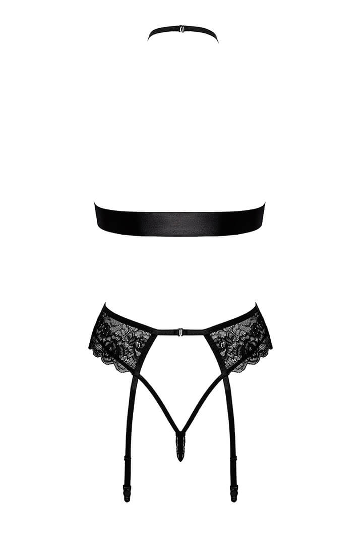 Black bow bondage lingerie set