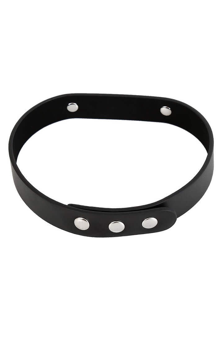 Black faux leather choker collar - SLAVE
