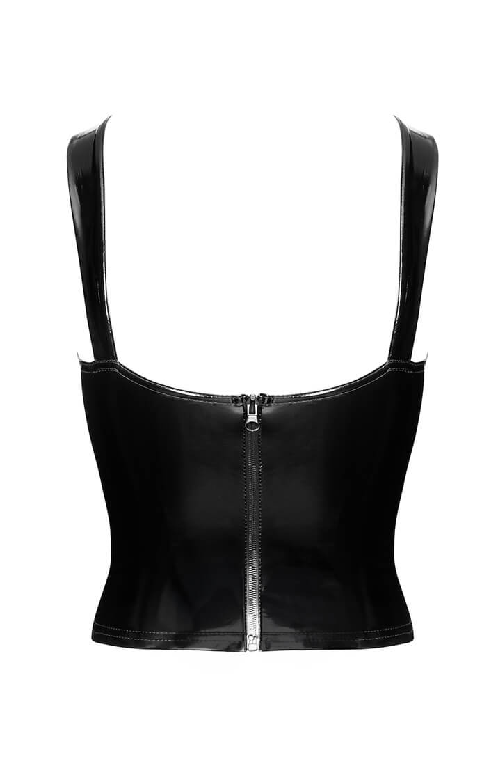 Black PVC Lace-up Corset - Black Voltage