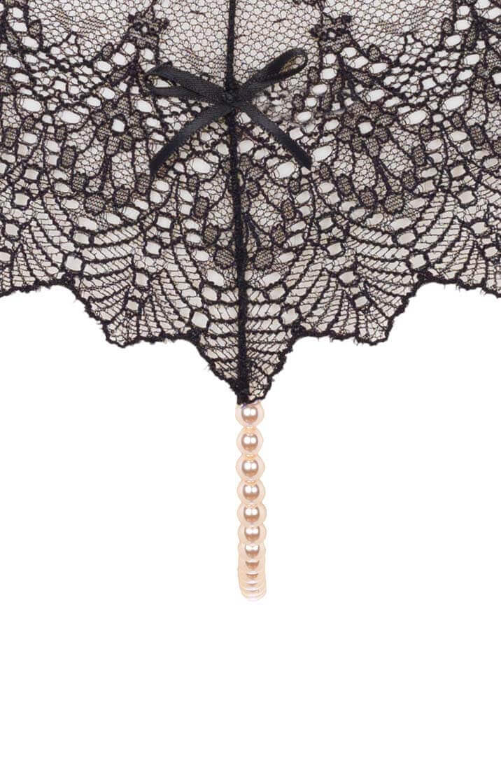 COAX Copenhagen black lace panty with Manacor pearls for intimate stimulation