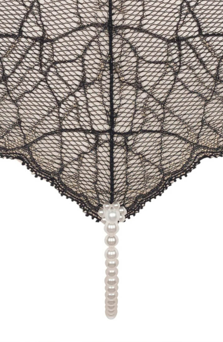 Seductive black lace panty with pearl string and sculpting fit by COAX Copenhagen