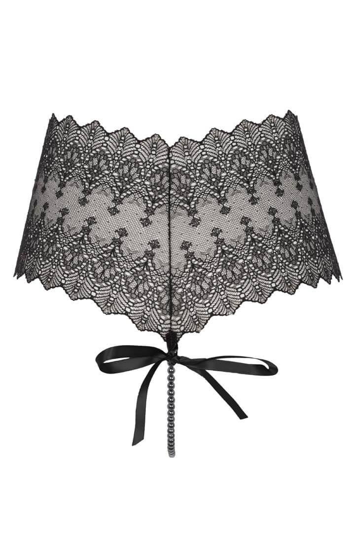 COAX Copenhagen black panty with single pearl string for intimate stimulation