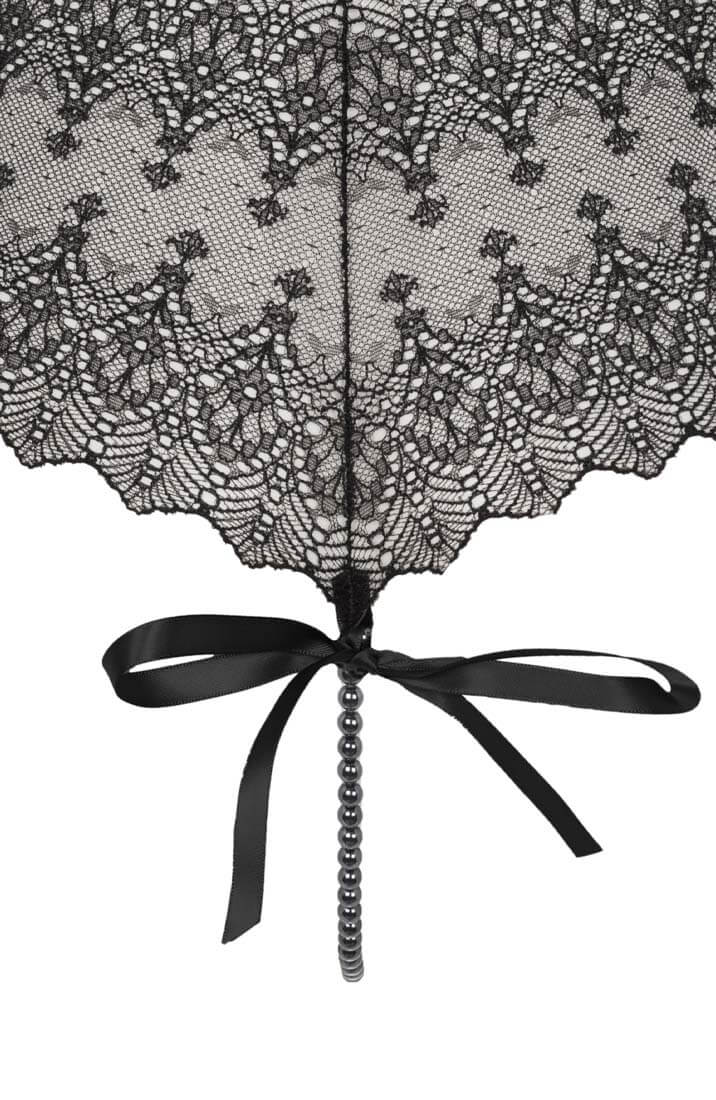 COAX Copenhagen black lingerie panty featuring stimulating Manacor pearl string