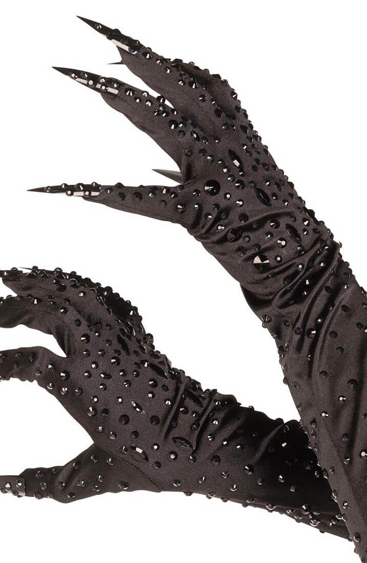 Black rhinestone gloves with claws