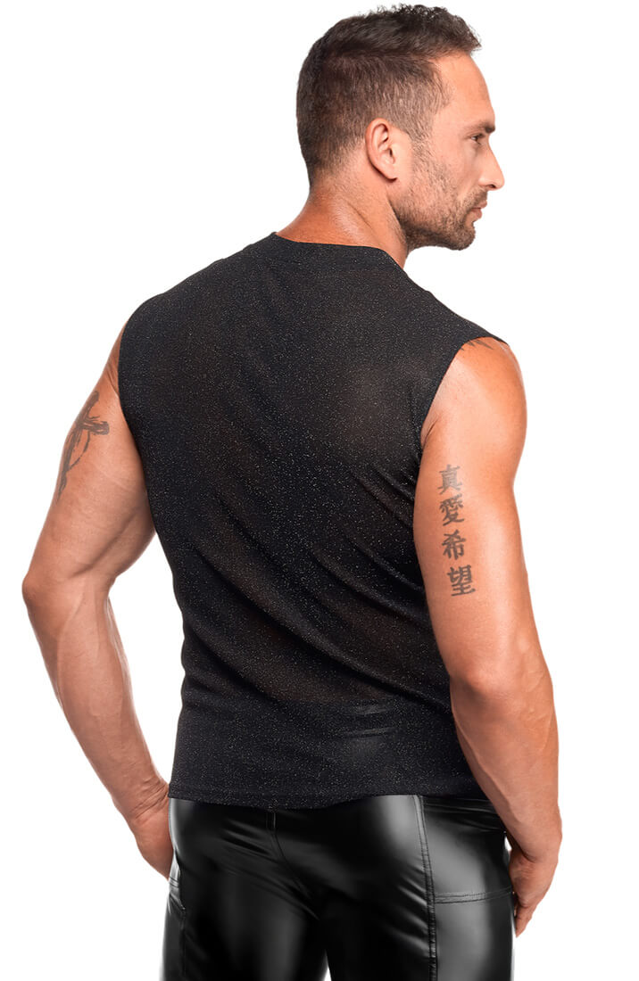 Black Sheer Shimmer Sleeveless Tank Top - Under The Surface
