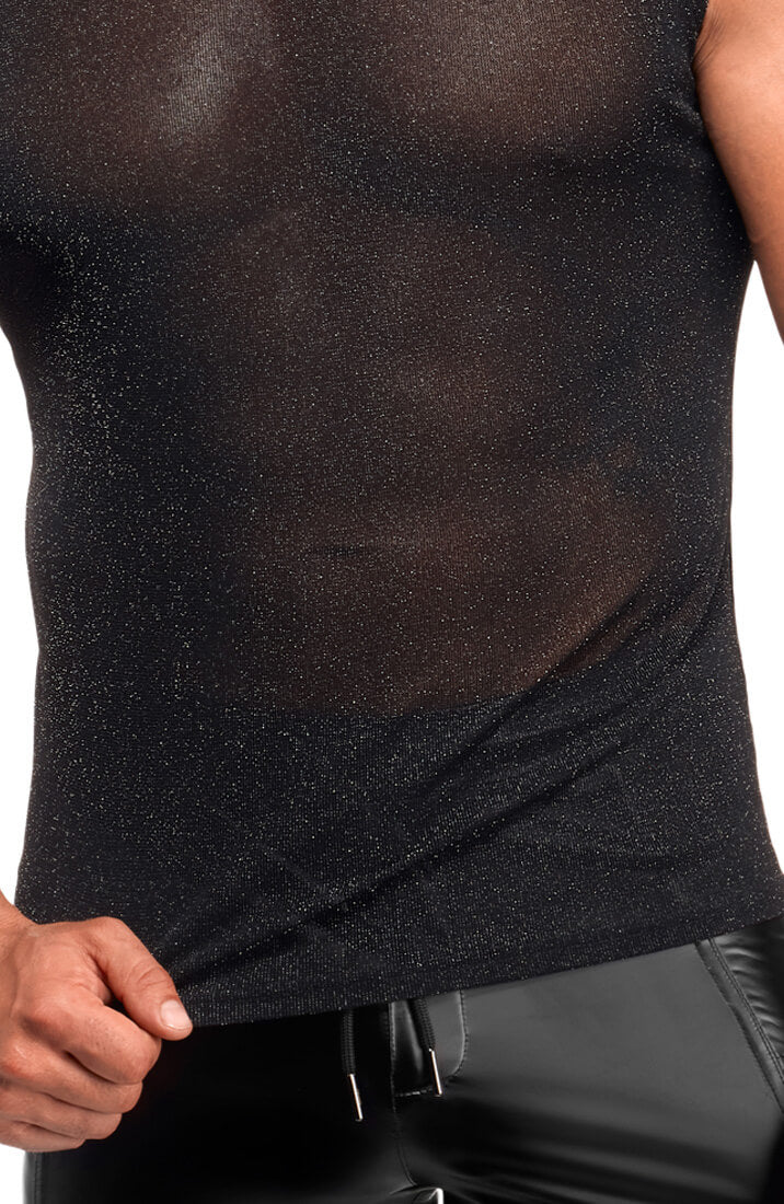 Black Sheer Shimmer Sleeveless Tank Top - Under The Surface