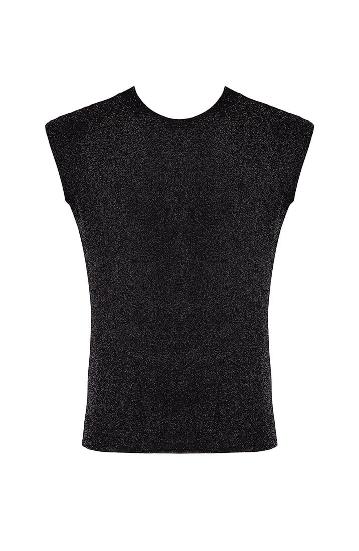 Black Sheer Shimmer Sleeveless Tank Top - Under The Surface