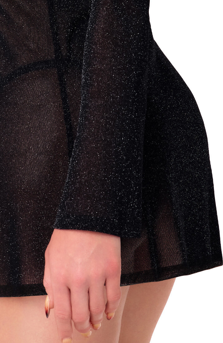 COAX Copenhagen mini dress with sparkle effect, long flared sleeves, and sensual fit