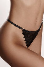 Load image into Gallery viewer, Black thong with white pearl string - Destino G-string