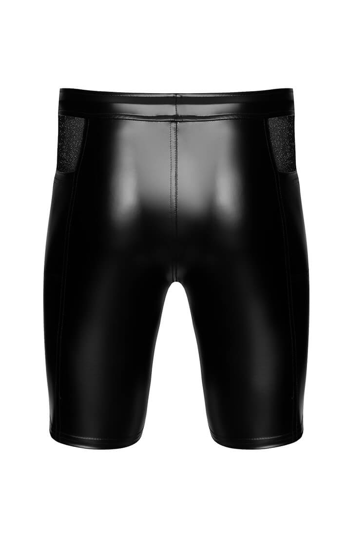 Black Wet Look Biker Shorts - Dark Pulse