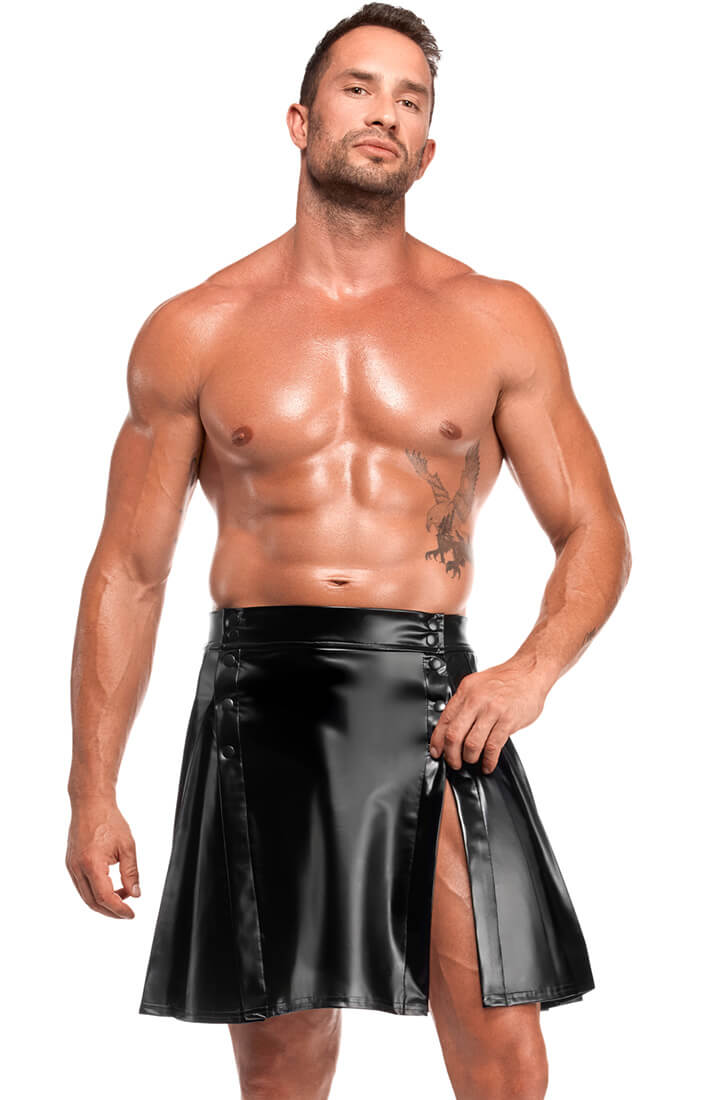 Black Wet Look Kilt - Vanguard