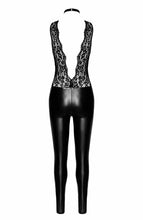 Load image into Gallery viewer, Wet look X Lace catsuit with choker