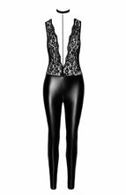 Load image into Gallery viewer, Wet look X Lace catsuit with choker