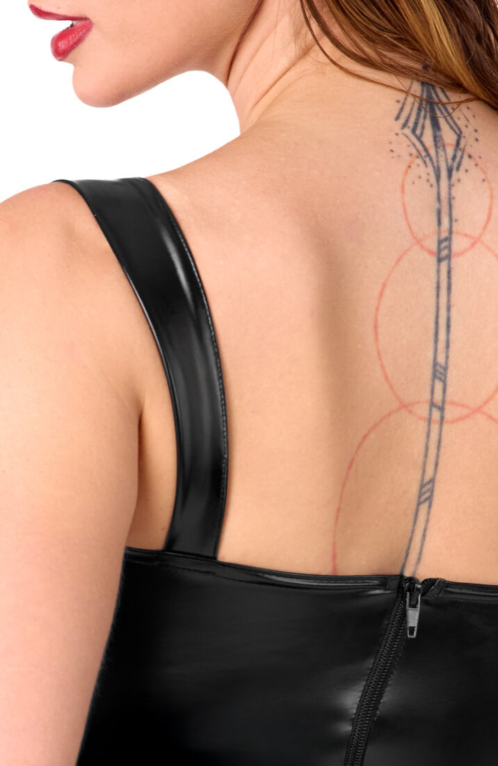 Matte black fetish corset with sculpted fit and soft stretch fabric