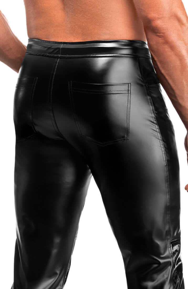 Black Wet Look Pants - Blackout