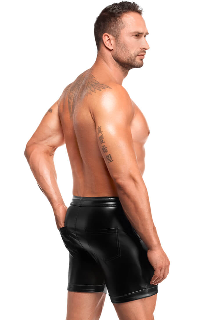 Black Wet Look Shorts - Rogue