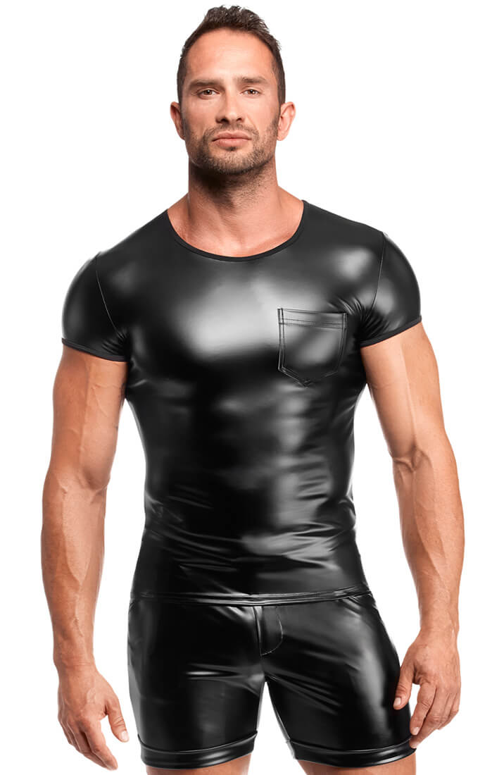 Black Wet Look T-Shirt - Night Form
