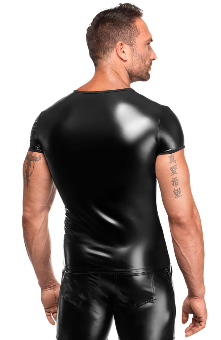Black Wet Look T-Shirt - Night Form
