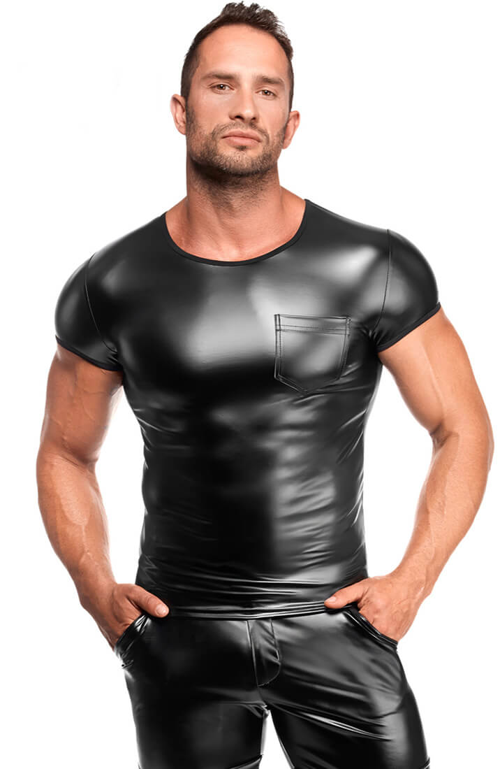 Black Wet Look T-Shirt - Night Form