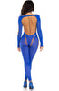 Blue footless bodystocking lingerie