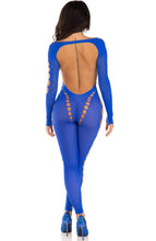 Load image into Gallery viewer, Blue footless bodystocking lingerie