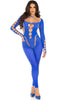 Blue footless bodystocking lingerie