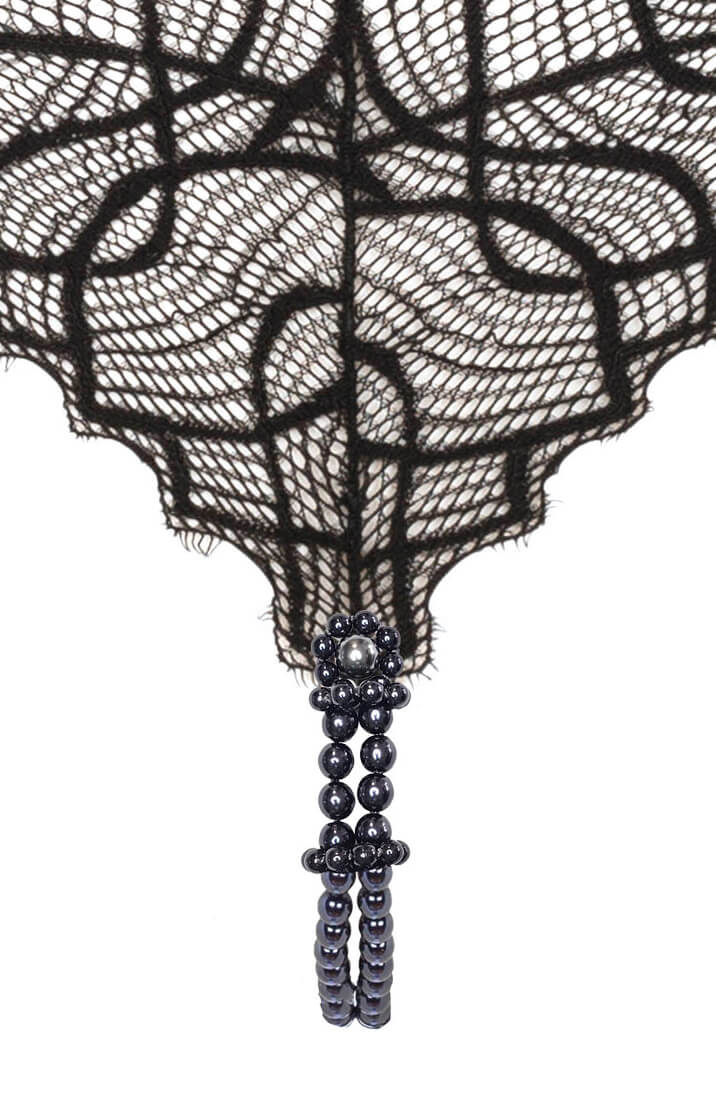 Black low-waist brief with double pearl string by COAX Copenhagen