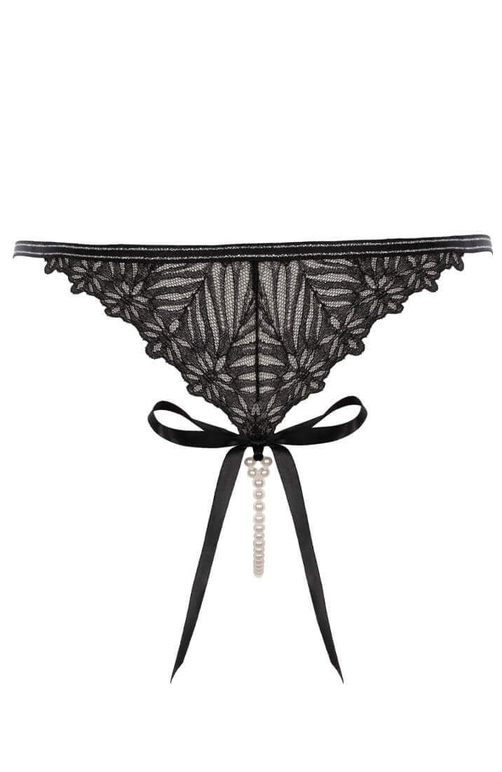 Seductive crotchless lingerie thong with elegant pearl accent
