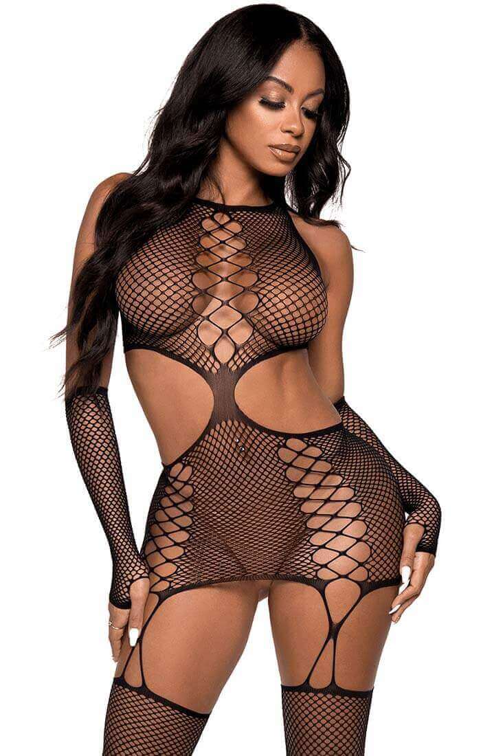 Dual net bodystocking & gloves