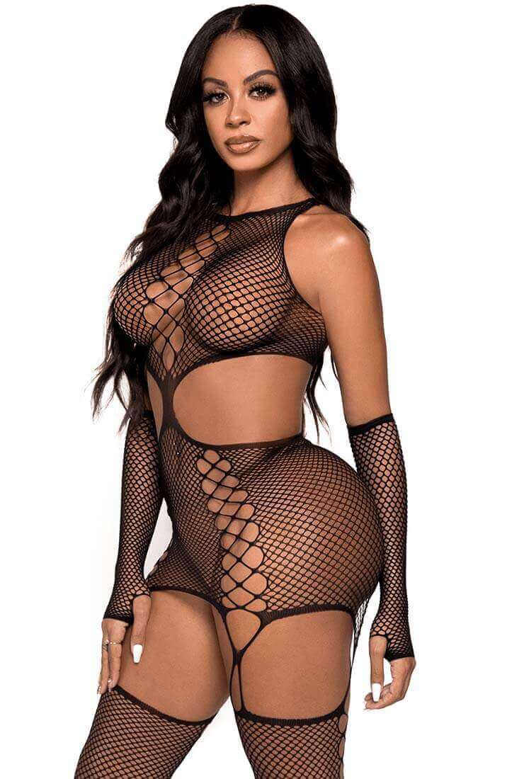 Dual net bodystocking & gloves