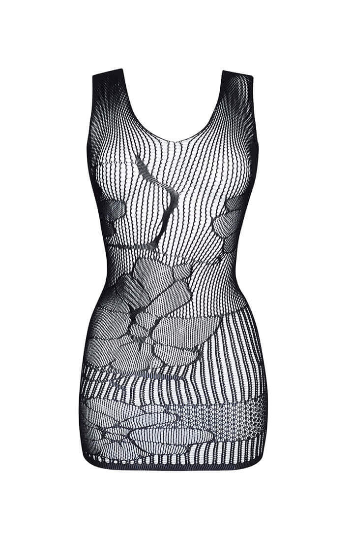 Dual net dress lingerie with floral pattern